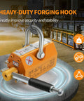 1320 Lbs Magnetic Lifter With Release Lever in warehouse, orange body with handle, lifting magnet for steel plates, heavy duty use