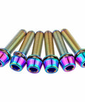 Lightweight Titanium M5x20mm Hex Bolts With Washer For Bicycle Stem Pack Of 6 Colorful Colorways, Grade 5 6AL4V Titanium Alloy