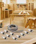 Ultimate Stainless Steel Hose Clamp Kit 304 Grade Adjustable Worm Gear Strap For Automotive Marine And DIY Pipe Repair Silver Heavy Duty Reusable Fasteners 12.6mm Width Perfect Fit No Rust Just Solid Strength You Can Count On. coiled with clamp fasteners on wood workbench