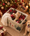 Cheer Up Your Spaces With This Merry Christmas Nutcracker Collapsible Storage Bin Foldable Box with cat and holiday decor.