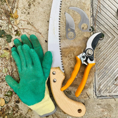 Heavy Duty Replacement Blades For Electric Pruning Shears, Four Piece Carbon Steel Pruner Knife Set, working tools with gloves