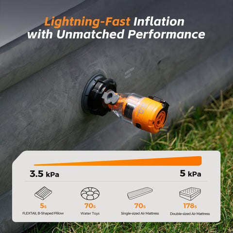Go-To Air Pump For Inflatables Max Pump 3 Portable 5 Kpa inflating air mattress with flow chart display