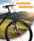 Travel 120mm Air Suspension Fork For Mountain Bikes With Rebound Adjust Manual And Remote Lockout One Eighth Inch Straight Or Tapered Steerer 9mm QR Disc Brake Compatible Ultralight XC AM Front Fork installed on bike in scenic background