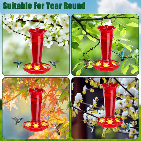 10 Oz Glass Hummingbird Feeder Set Two Pack For Outdoors Hanging Red Ant And Bee Proof With Six Feeding Ports