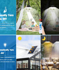 Solar Pendant Lights Outdoor Indoor 3 Color Dimmable With Remote Control, IP65 Waterproof Gazebo Lighting, automatic on-off