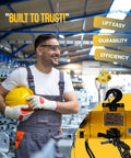 Budgit 2200 Series 1/2-Ton Pneumatic Air Hoist with chain and hook, yellow finish