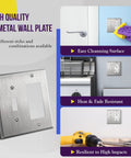 Heavy Duty 2 Gang Toggle Light Switch Decorator Metal Wall Plate 4.50 By 4.57 Inches 430 Stainless Steel Corrosion Resistant UL Listed Silver Finish Built To Last Tough As Nails, silver wall plate