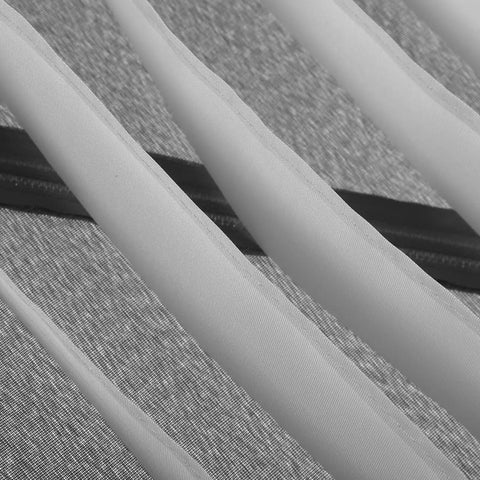 Close-up of the Multi Compartment Foldable Linen Drawer Organizer Box For Bras And Socks with grey fabric and dividers.