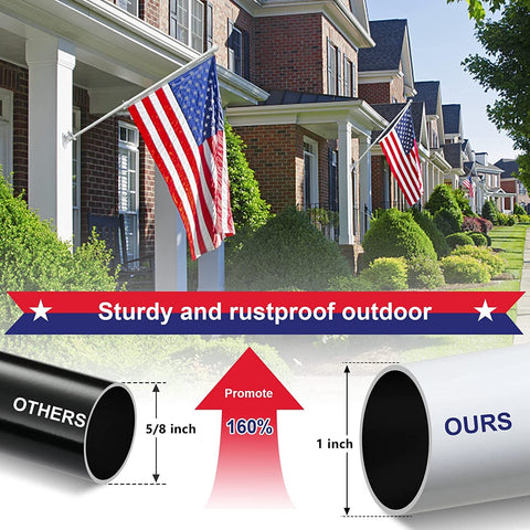 Heavy Duty 5Ft Outdoor Flagpole Kit With Anti Tangle 360 Degree Rings 1 Inch Thick Metal Pole And Two Angle Mounts outside homes