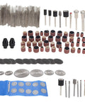 Solid Choice 121 Piece Rotary Tool Accessory Kit with various high-speed steel blades and sandpaper rings for tough jobs.
