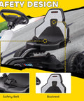 12V Electric Go Kart For Kids With Forward And Backward Drive, adjustable seat and safety design, white with black accents