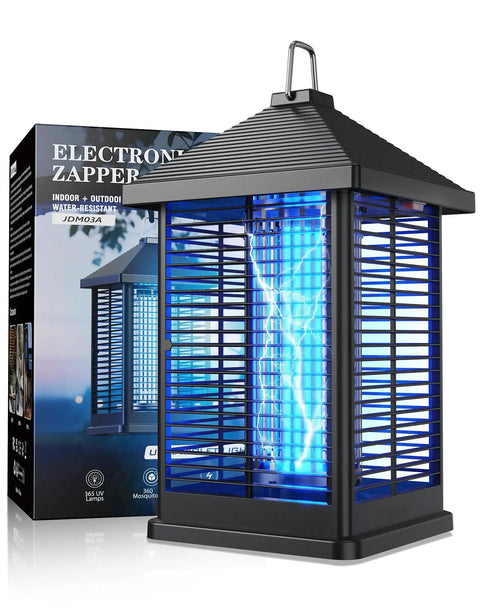 Indoor Outdoor Bug Zapper With Auto Smart Light Sensor 4000V Electric Mosquito Trap Covers 2100 Sq Ft IPX4 Waterproof Lamp