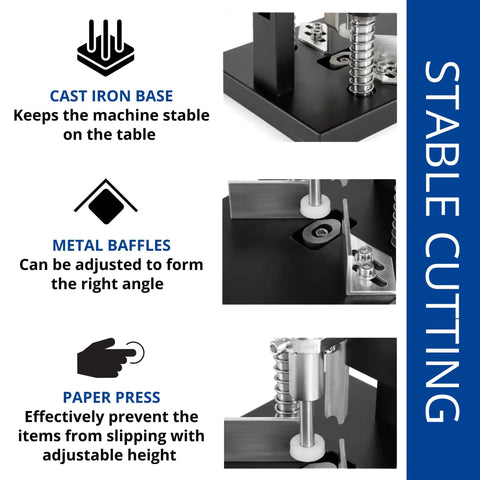 Built Tough Heavy Duty Corner Rounder Cutter Machine In Black with stable cast iron base, metal baffles, and paper press