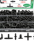340 Piece One Quarter Inch Drip Irrigation Fittings Kit With Barbed Connectors Including Straight Tee Elbow End Plug And Four Way Coupling
