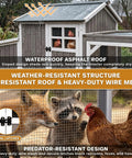 Spacious Backyard Chicken Coop With Walk-In Run And Wheels For 3 To 6 Hens, 95.3 Inch Wooden Hen House with UV-Resistant Roof and Mesh