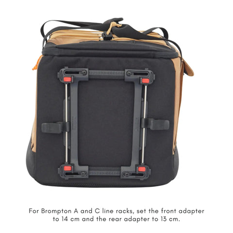 Back view of Road Ready Three In One Rear Rack Bag That Transforms From Backpack To Duffle To Pannier 37L Capacity showing UniKlip 2.0 adapter