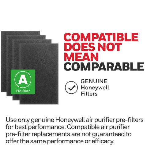 A200 Pre Filter Pack For Air Purifiers, 4 Count, Allergen, Dust, Odor shown with Honeywell branding