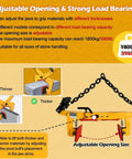 Heavy Duty Granite Slab Lifting Clamp With Wide Jaw Stone Carrier For Surefire Towing And Handling Adjustable 66 To 125 Cm Opening showing adjustable jaws for thicker and thinner materials