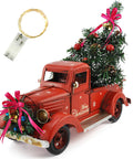 Red Metal Truck With Led String Light And Christmas Tree Ornaments Bell For Tabletop Xmas Decor And Fireplace Mantel Vintage Farmhouse Pickup Vehicle Collectible 15 Inch Large