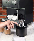 Espresso Knock Box For Home Barista Use Black Stainless Steel Coffee Ground Catcher With Removable Knock Bar Non Slip Base