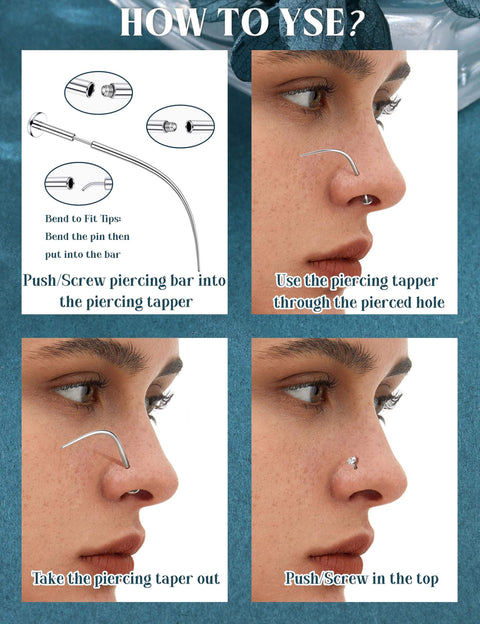 Step-by-step guide using Titanium Piercing Threader Tool Kit For 14G 16G 18G 20G Insertion And Stretching, ASTM F136 Implant Grade Titanium.