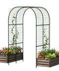 Do It All Galvanized Raised Garden Bed Set With Two Beds And 87 Inch Arch Trellis for Climbing Plants, Wood Grain Finish, Vegetables