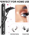 Waterproof Lash Bond And Seal Glue For Eyelash Clusters Black 72 Hour Hold Latex Free Dual Ended Adhesive 10ml with lash details.