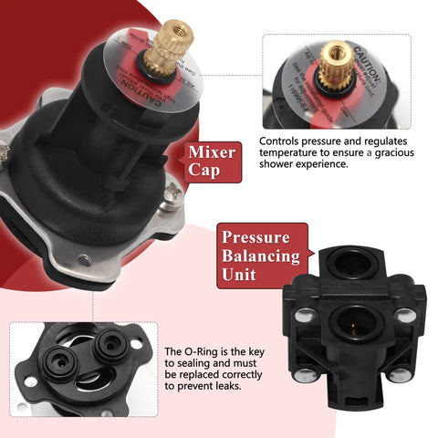 Illustration of the Shower Mixer Cap And Pressure Balancing Unit For Shower Valve One Half Inch Fit Replaces GP500520 And GP77759