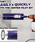Blue DaduoRi 1-1/4 in dry core drill bit with center pilot and adapters mounted on an orange-handled drill