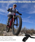 Mountain biker using 22mm Bicycle Brake Levers Set Pair for Mountain Road BMX Kids and Fixed Gear Bikes, black handlebar focus