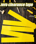 Tough As Nails Zero Clearance Tape For Miter Saw 20 Pack with four visible yellow PVC strips on a wooden surface.
