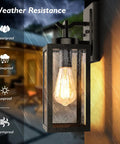 2 Pack Outdoor Wall Light Fixtures Exterior Waterproof Anti Rust Glass Shades Matte Black Porch Sconces For Patio Front Door Garage Wall Mounted Lighting E26 Modern Sconces Built Tough No Fuss Easy Install with raindrops showing weather resistance.