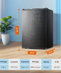 Slick Compact 3 Cubic Feet Upright Freezer In Matte Black Housing, 31.7 inches tall, perfect for small spaces.