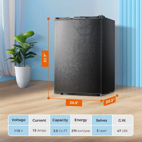 Slick Compact 3 Cubic Feet Upright Freezer In Matte Black Housing, 31.7 inches tall, perfect for small spaces.