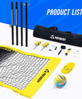 Heavy Duty Volleyball Net Set For Backyard and Beach Play With Anti Sag Winch, 32Ft Net, RustResistant Poles, Carry Bag, Accessories