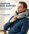 Man using Memory Foam U Shaped Travel Neck Pillow With Plush Velvet Cover And Breathable Mesh for neck support.