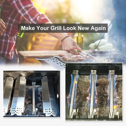 Grill Replacement Parts Kit For Nexgrill 4, 5 And 6 Burner Grills With Heat Shield Plates And Burner Tubes - Easy Install Upgrade