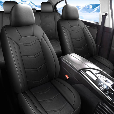 Leather Car Seat Covers Full Set For SUV Truck And Sedan Breathable And Anti Slip Sporty Black Full Seat Covers In Car Interior