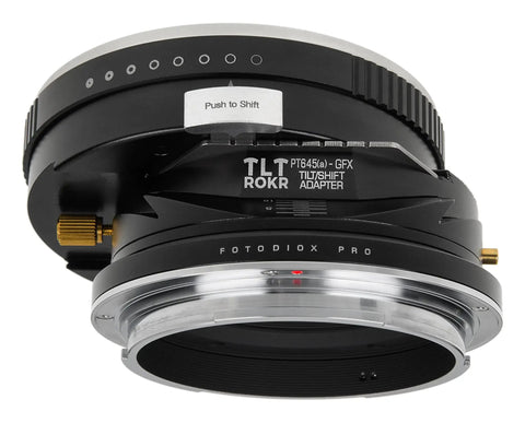 Tilt Shift Adapter For Pentax 645 Autofocus Lenses To Fuji Cameras With 10 Degrees Tilt, 20mm Shift, 360 Degree Rotation, All Metal Build For Precise, Wobble Free Mounting And Creative Macro Shots on black metal mount