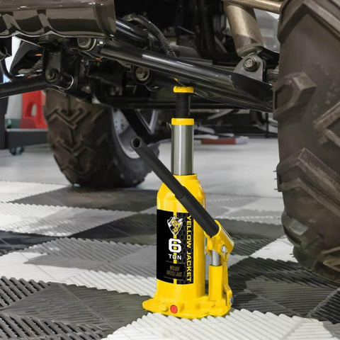 6 Ton Bottle Jack With Carrying Case And Pump Handle, lifting a vehicle, multi directional welded car jack for sedans, portable auto tool.