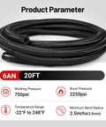 6AN Nylon Stainless Steel Braided Fuel Line Kit With 14 Fittings For Transmission Oil Cooler Lines Fuel Return And Supply Coolant Oil Vacuum And Turbo Lines 20 Feet CPE Line System coiled hose