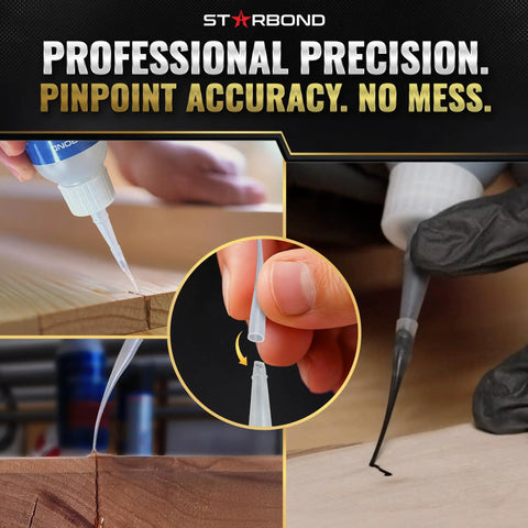 Thick Super Glue Pro Grade Kit 2 Oz With Gap Filling CA Glue Cyanoacrylate Adhesive Clog Resistant Cap Microtips in use