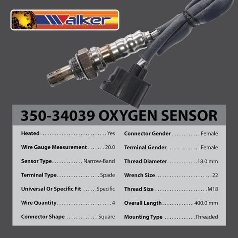 Direct Fit Oxygen Sensor 4 Wire O2 Sensor OEM Replacement for Improved Fuel Efficiency with connector and specifications.