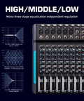 10 Channel Audio Mixer For Home Studio With USB 99 DSP Reverb 7 Band EQ 48V Phantom Power One Click Mute Great For Karaoke Streaming