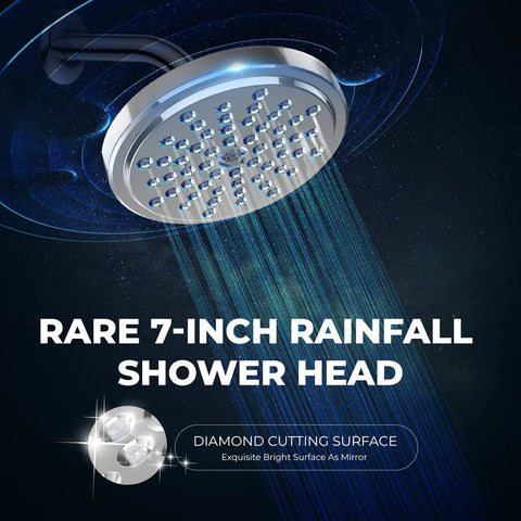 High Pressure 7 Inch Rainfall Shower Head With Adjustable Spray Luxury Chrome Fixed Showerhead High Flow Bath Replacement Tool Free 1 Minute Install For Spa Like Shower Experience