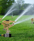 Heavy Duty Zinc Alloy Impact Sprinklers 2 Pack With Tough As Nails Build And 360 Degree Adjustable Spray Arc making backyard irrigation with active spray.