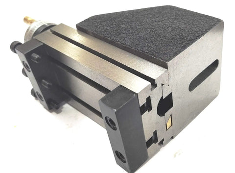 Close-up of Vertical Milling Slide For Small Bench Lathes Mounted On Cast Iron Z Type Angle Plate Direct Fit Upgrade For Mini Lathes