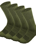Heavy Duty Military Grade Boot Socks 4 Pack For Combat Training Trekking And All Day Work Duty Tough Rugged Comfort Green Size 10 To 13