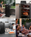 Smooth Operator Vertical Electric Smoker 1600W With Eight Hella Roomy Chrome Racks Digital Temp Control Meat Oven in use.