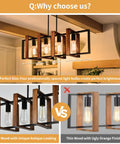 Comparison of Antique Wood Chandelier For Kitchen Island With 4 Lights, 31.5 Inch Rectangular Pendant and orange finish version
